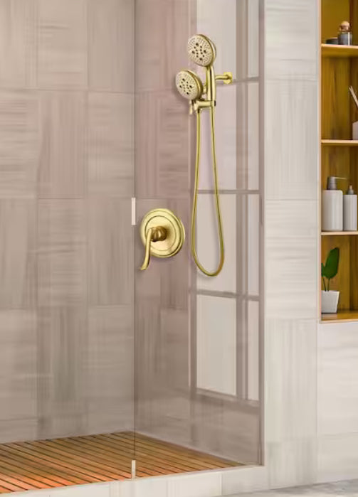 ELLO&ALLO
Single-Handle 24-Spray Shower Faucet and Handheld Shower Combo with 5 in. Shower Head in Brushed Gold (Valve Included)