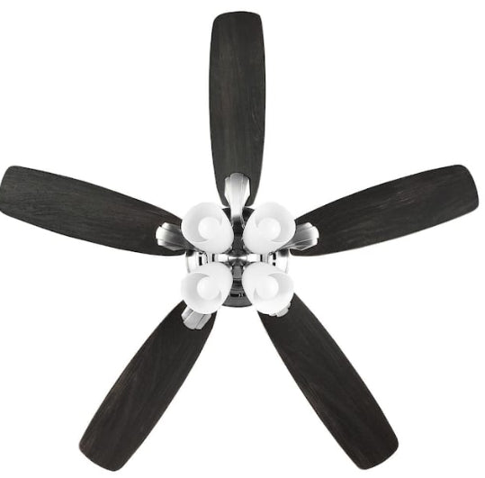 Hampton Bay
Hollis 52 in. Indoor LED Brushed Nickel Dry Rated Ceiling Fan with 5 Reversible Blades, Light Kit and Remote Control