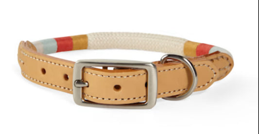 YOULY The Wanderer Cream Rope & Leather Dog Collar, Small