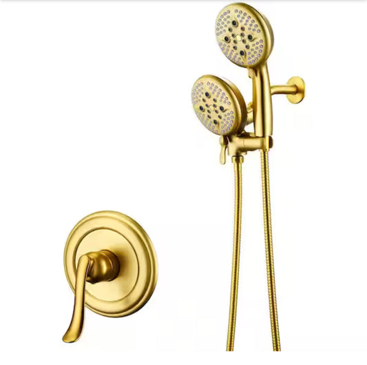 ELLO&ALLO
Single-Handle 24-Spray Shower Faucet and Handheld Shower Combo with 5 in. Shower Head in Brushed Gold (Valve Included)