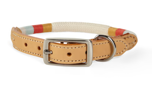 YOULY The Wanderer Cream Rope & Leather Dog Collar, Small