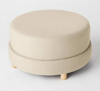 Wilmington Upholstered Round Ottoman Linen (KD) - Threshold™ Designed with Studio McGee