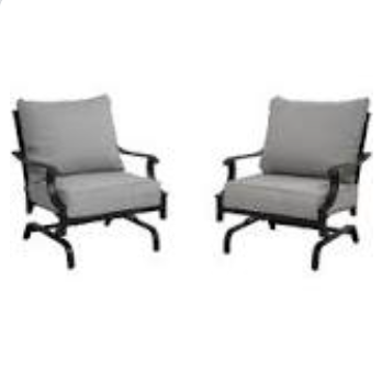 Style Selections Elliot Creek Set of 2 Dark Gray Steel Frame Conversation Chair with Gray Olefin Cushioned Seat